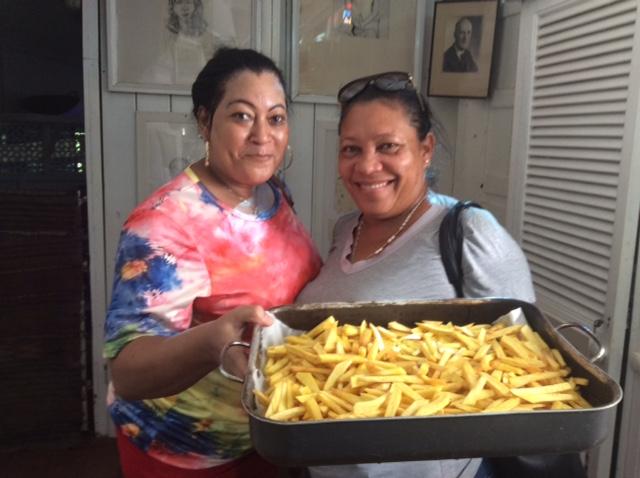 Christina and Shirley with breadfruit chips